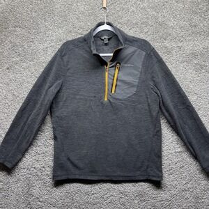 Eddie Bauer Fleece Pullover Mens M Gray Cloud Layer Pro 1/4 Zip Sweater Outdoor
